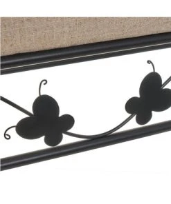 Wadiga Banquettes Banquette En Métal Noir Et Assise Rembourrée Lin Beige 68x30x64cm -Magasin Méridiennes banquette en metal noir et assise rembourree lin beige 68x30x64cm 3