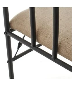 Wadiga Banquettes Banquette En Métal Noir Et Assise Rembourrée Lin Beige 68x30x64cm -Magasin Méridiennes banquette en metal noir et assise rembourree lin beige 68x30x64cm 4