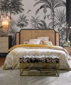 Maisons Du Monde Banquettes Banquette Imprimé Exotique Doré, Noir Et écru -Magasin Méridiennes banquette imprime exotique dore noir et ecru 1000 16 9 222393 4