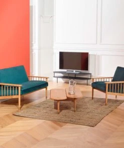 Robin Des Bois Banquettes Banquette Velours Bleu Paon 2 Places -Magasin Méridiennes banquette velours bleu paon 2 places 4