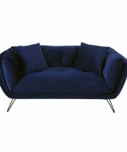 Maisons Du Monde Canapés Droits Canapé 2/3 Places En Velours Bleu Nuit