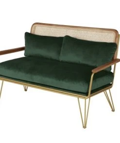 Magasin Méridiennes -Magasin Méridiennes canape 2 3 places en velours vert et cannage en rotin 1000 8 11 216163 2
