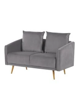 Beliani Canapés Droits Canapé 2 Places 2 Personnes En Velours Gris -Magasin Méridiennes canape 2 places 2 personnes en velours gris 2
