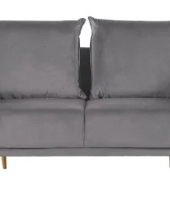 Beliani Canapés Droits Canapé 2 Places 2 Personnes En Velours Gris