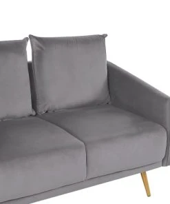 Beliani Canapés Droits Canapé 2 Places 2 Personnes En Velours Gris -Magasin Méridiennes canape 2 places 2 personnes en velours gris 4