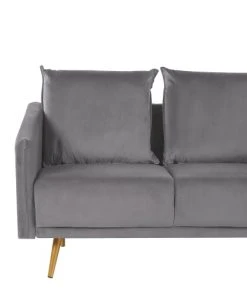 Beliani Canapés Droits Canapé 2 Places 2 Personnes En Velours Gris -Magasin Méridiennes canape 2 places 2 personnes en velours gris 5