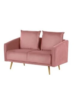 Beliani Canapés Petits Prix Canapé 2 Places 2 Personnes En Velours Rose -Magasin Méridiennes canape 2 places 2 personnes en velours rose 2