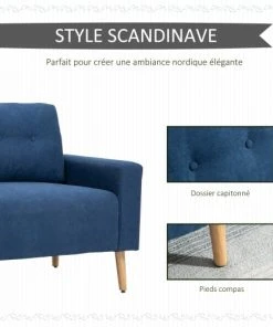 Homcom Canapés Petits Prix Canapé 2 Places Design Scandinave Tissu -Magasin Méridiennes canape 2 places design scandinave tissu 10