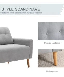 Homcom Canapés Droits Canapé 2 Places Design Scandinave Tissu 12 Homcom Canapés Droits Canapé 2 Places Design Scandinave Tissu -Magasin Méridiennes canape 2 places design scandinave tissu 16