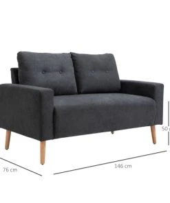 Homcom Canapés Petits Prix Canapé 2 Places Design Scandinave Tissu -Magasin Méridiennes canape 2 places design scandinave tissu 2
