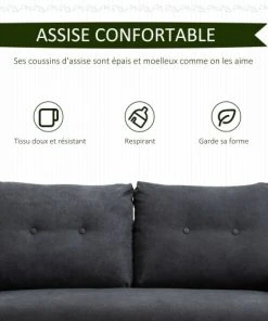 Homcom Canapés Petits Prix Canapé 2 Places Design Scandinave Tissu -Magasin Méridiennes canape 2 places design scandinave tissu 3