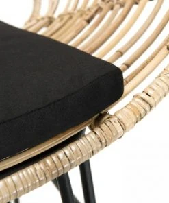 MACABANE Canapés Droits Canapé 2 Places En Rotin Naturel Coussin Noir Pieds En Métal -Magasin Méridiennes canape 2 places en rotin naturel coussin noir pieds en metal 7