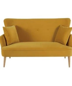 Maisons Du Monde Canapés Petits Prix Canapé 2 Places En Velours Jaune Moutarde