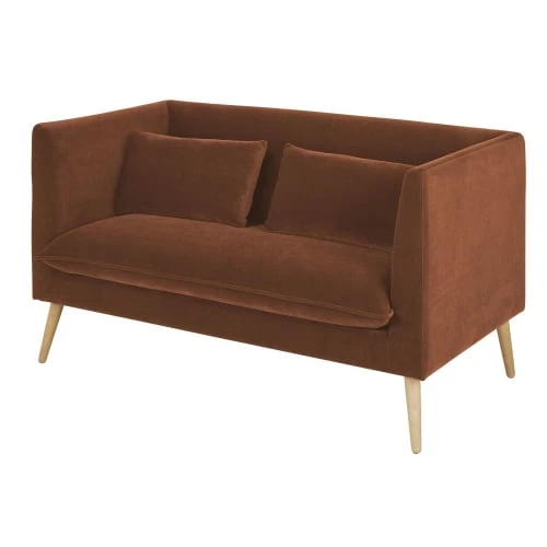Maisons Du Monde Canapés Petits Prix Canapé 2 Places En Velours Marron écureuil 4 Maisons Du Monde Canapés Petits Prix Canapé 2 Places En Velours Marron écureuil – Image 2