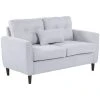Homcom Canapés Droits Canapé 2 Places Grand Confort Coussin Inclu Tissu Lin Gris Clair -Magasin Méridiennes canape 2 places grand confort coussin inclu tissu lin gris clair