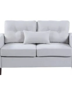 Homcom Canapés Droits Canapé 2 Places Grand Confort Coussin Inclu Tissu Lin Gris Clair -Magasin Méridiennes canape 2 places grand confort coussin inclu tissu lin gris clair 3