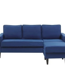 Beliani Canapés Petits Prix Canapé 3 Places 3 Personnes En Polyester Bleu -Magasin Méridiennes canape 3 places 3 personnes en polyester bleu 2