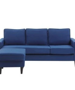 Beliani Canapés Petits Prix Canapé 3 Places 3 Personnes En Polyester Bleu -Magasin Méridiennes canape 3 places 3 personnes en polyester bleu 3