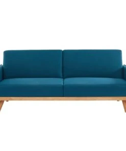 Homifab Canapés Droits Canapé 3 Places Convertible En Tissu Bleu