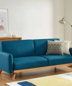 Homifab Canapés Droits Canapé 3 Places Convertible En Tissu Bleu 11 Homifab Canapés Droits Canapé 3 Places Convertible En Tissu Bleu -Magasin Méridiennes canape 3 places convertible en tissu bleu 3