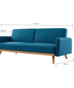 Homifab Canapés Droits Canapé 3 Places Convertible En Tissu Bleu 12 Homifab Canapés Droits Canapé 3 Places Convertible En Tissu Bleu -Magasin Méridiennes canape 3 places convertible en tissu bleu 4