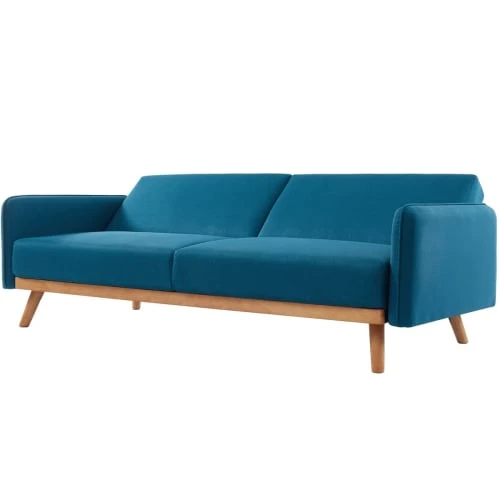 Homifab Canapés Droits Canapé 3 Places Convertible En Tissu Bleu 8 Homifab Canapés Droits Canapé 3 Places Convertible En Tissu Bleu – Image 6