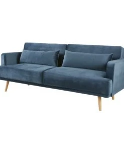 Maisons Du Monde Canapés Petits Prix Canapé Clic-clac 3 Places En Velours Bleu Foncé -Magasin Méridiennes canape clic clac 3 places en velours bleu fonce 1000 0 16 198169 3