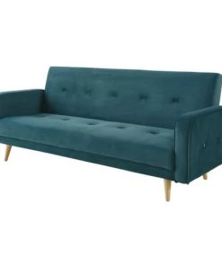 Maisons Du Monde Canapés Petits Prix Canapé Clic-clac 4 Places En Velours Bleu Pétrole -Magasin Méridiennes canape clic clac 4 places en velours bleu petrole 1000 4 6 196150 3