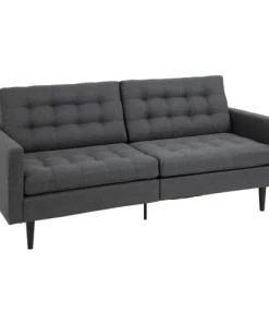 Homcom Canapés Petits Prix Canapé Convertible 2 Places Dossiers Inclinables Lin Gris