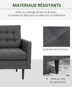Homcom Canapés Petits Prix Canapé Convertible 2 Places Dossiers Inclinables Lin Gris -Magasin Méridiennes canape convertible 2 places dossiers inclinables lin gris 5