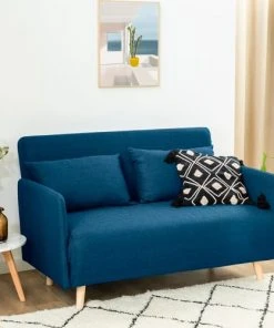 Drawer Canapés Petits Prix Canapé Convertible 2 Places En Tissu Bleu -Magasin Méridiennes canape convertible 2 places en tissu bleu 2