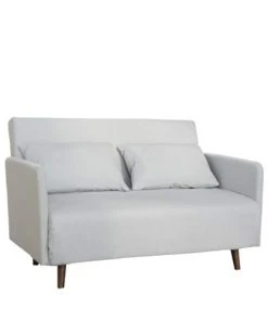 Drawer Canapés Droits Canapé Convertible 2 Places En Tissu Chiné Pieds Bois Foncé