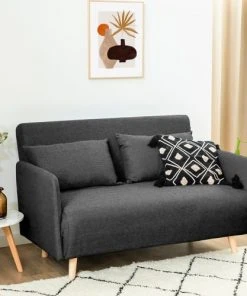 Drawer Canapés Petits Prix Canapé Convertible 2 Places En Tissu Gris Anthracite -Magasin Méridiennes canape convertible 2 places en tissu gris anthracite 2