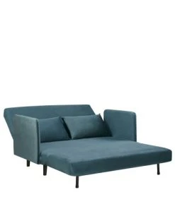 Drawer Canapés Petits Prix Canapé Convertible 2 Places En Velours Bleu Canard -Magasin Méridiennes canape convertible 2 places en velours bleu canard 5