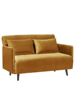 Drawer Canapés Petits Prix Canapé Convertible 2 Places En Velours Jaune Moutarde