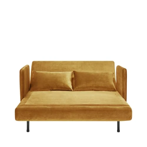 Drawer Canapés Petits Prix Canapé Convertible 2 Places En Velours Jaune Moutarde 7 Drawer Canapés Petits Prix Canapé Convertible 2 Places En Velours Jaune Moutarde – Image 5