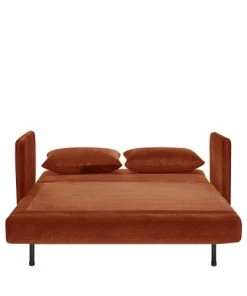 Drawer Canapés Petits Prix Canapé Convertible 2 Places En Velours Rouille -Magasin Méridiennes canape convertible 2 places en velours rouille 2