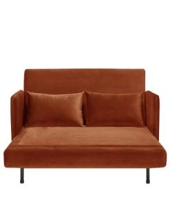 Drawer Canapés Petits Prix Canapé Convertible 2 Places En Velours Rouille -Magasin Méridiennes canape convertible 2 places en velours rouille 3