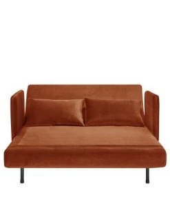 Drawer Canapés Petits Prix Canapé Convertible 2 Places En Velours Rouille -Magasin Méridiennes canape convertible 2 places en velours rouille 4