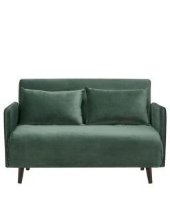 Drawer Canapés Petits Prix Canapé Convertible 2 Places En Velours Vert Forêt -Magasin Méridiennes canape convertible 2 places en velours vert foret 3