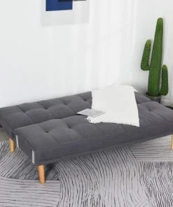 Homcom Canapés Petits Prix Canapé Convertible 3 Places Design Scandinave Lin Gris -Magasin Méridiennes canape convertible 3 places design scandinave lin gris 3