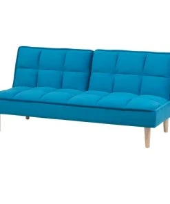 Beliani Canapés Petits Prix Canapé Convertible 3 Places En Tissu Bleu -Magasin Méridiennes canape convertible 3 places en tissu bleu 2
