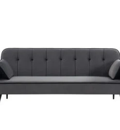 Baita Canapés Petits Prix Canapé Droit Convertible En Velours 3 Places Bleu -Magasin Méridiennes canape convertible droit en velours gris pieds metal noir et 2 1