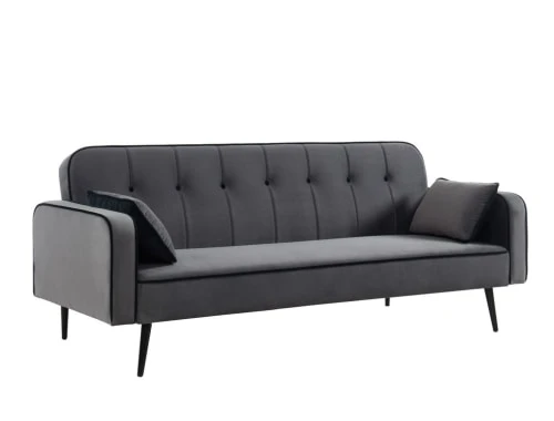 Baita Canapés Petits Prix Canapé Convertible Droit En Velours Gris Pieds Métal Noir Et 2 5 Baita Canapés Petits Prix Canapé Convertible Droit En Velours Gris Pieds Métal Noir Et 2 – Image 3