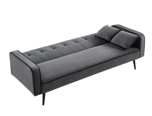 Baita Canapés Petits Prix Canapé Convertible Droit En Velours Gris Pieds Métal Noir Et 2 6 Baita Canapés Petits Prix Canapé Convertible Droit En Velours Gris Pieds Métal Noir Et 2 – Image 4