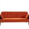 Baita Canapés Petits Prix Canapé Convertible Droit En Velours Orange Pieds Métal Noir Et 2 -Magasin Méridiennes canape convertible droit en velours orange pieds metal noir et 2