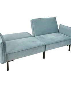 The Home Deco Factory Canapés Petits Prix Canapé Convertible Effet Velours Bleu -Magasin Méridiennes canape convertible effet velours bleu 2