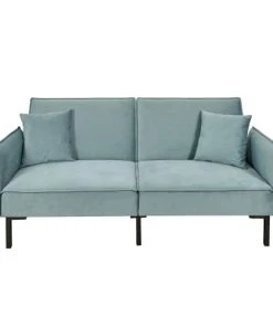 The Home Deco Factory Canapés Petits Prix Canapé Convertible Effet Velours Bleu