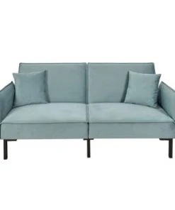 The Home Deco Factory Canapés Petits Prix Canapé Convertible Effet Velours Bleu -Magasin Méridiennes canape convertible effet velours bleu 5