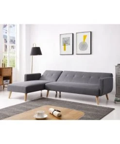 Concept Usine Canapés Petits Prix Canapé D'angle Convertible 4 Places En Tissu Gris -Magasin Méridiennes canape d angle convertible 4 places en tissu gris 2